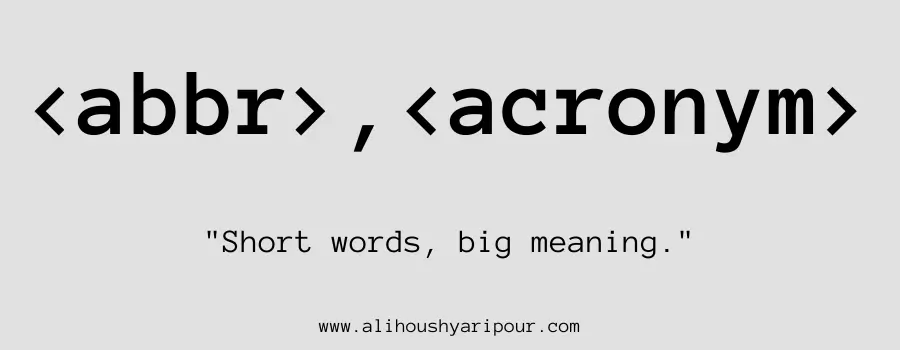 Visual representation of the abbr and acronym HTML tags.