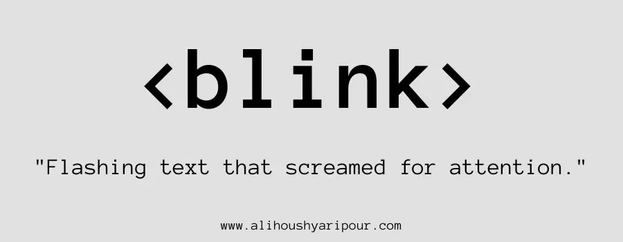 Visual representation of the blink HTML tag.