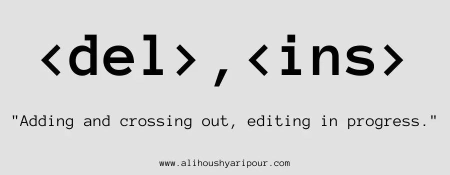 Visual representation of the del and ins HTML tags.