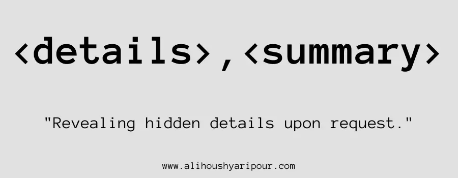 Visual representation of the details and summary HTML tags.