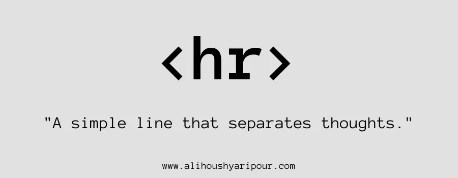 Visual representation of the hr HTML tag.
