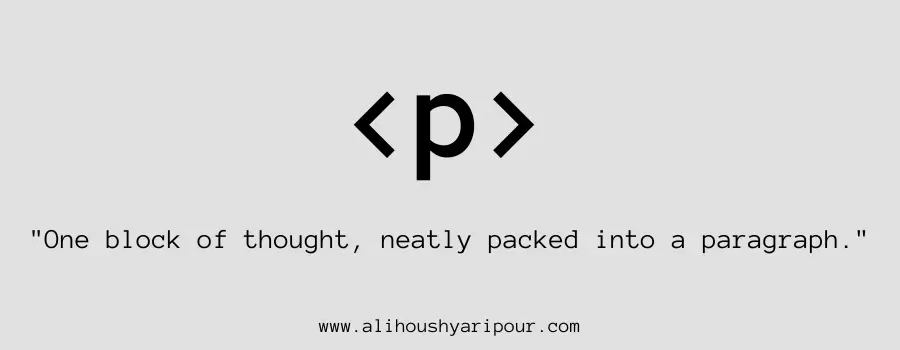 Visual representation of the p HTML tag.