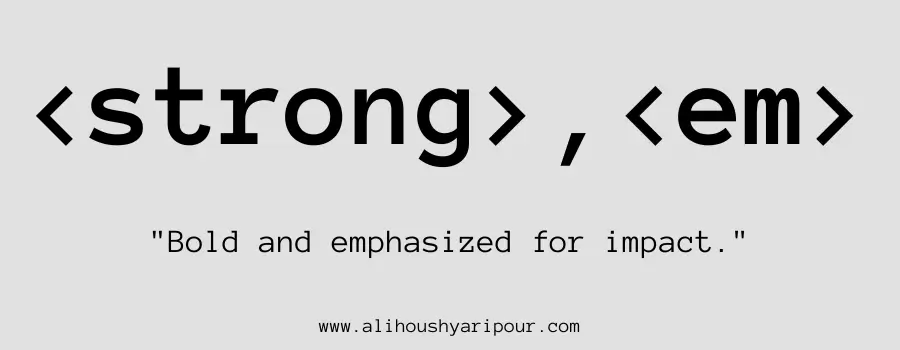 Visual representation of the strong and em HTML tags.